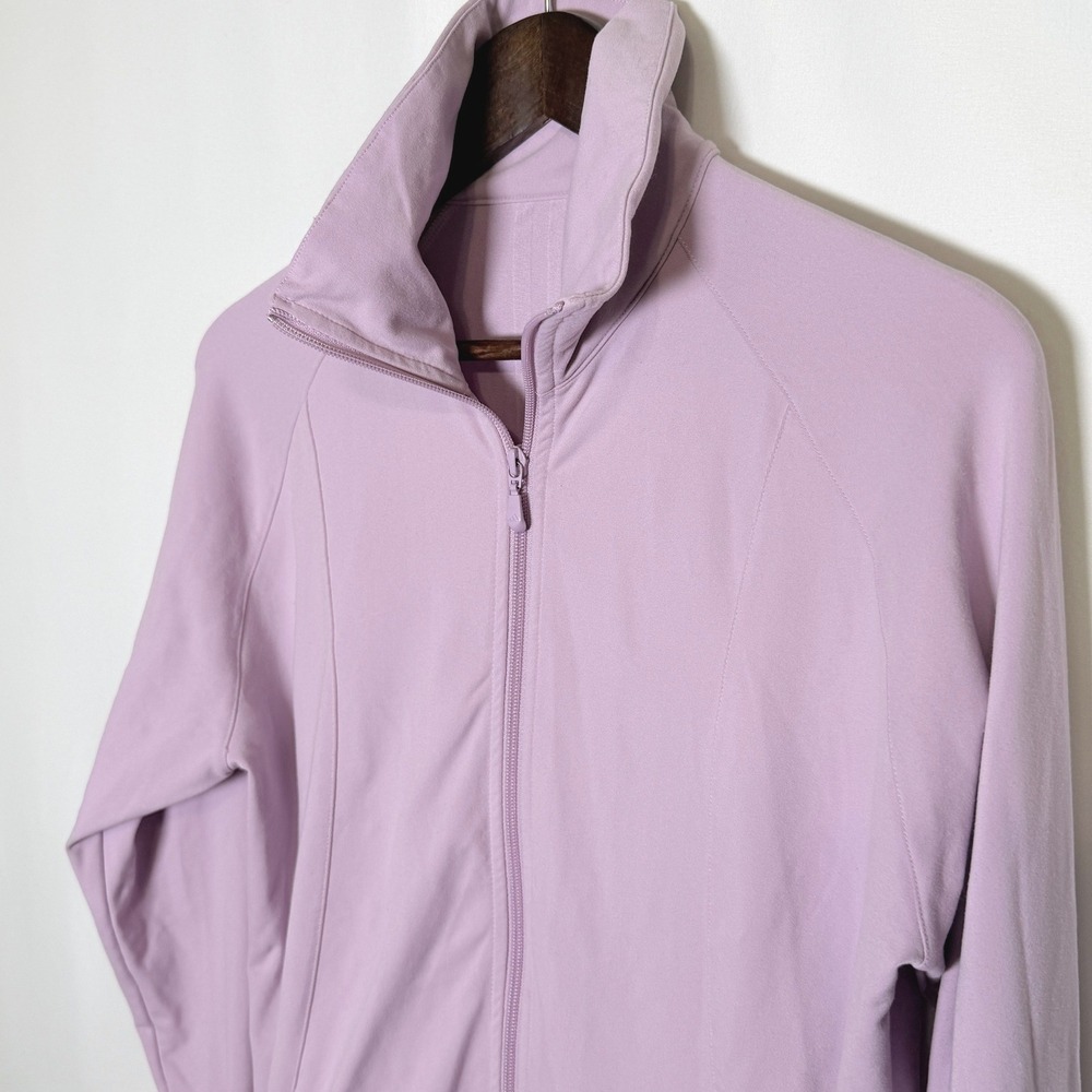 Adidas Climalite Womens Full Zip Track Jacket Lavender Purple 3-Stripe Mock Neck